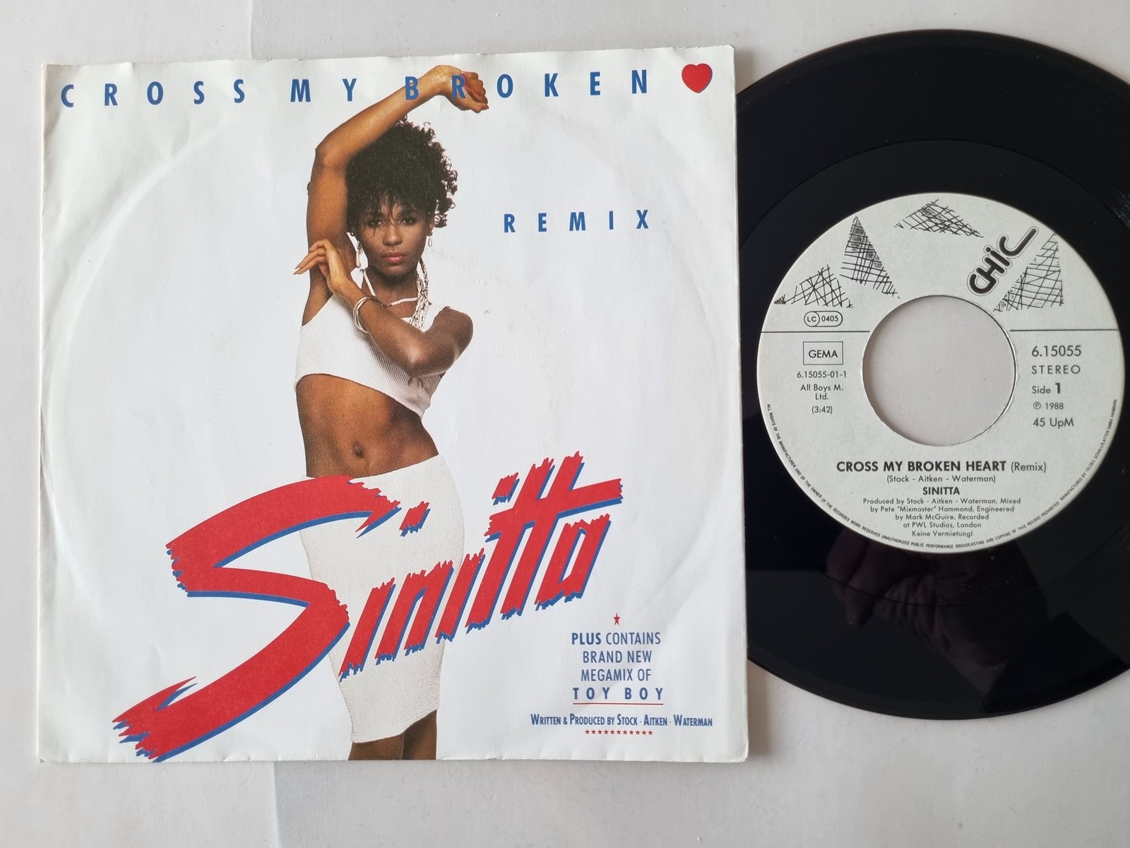 Sinitta - Cross My Broken Heart (Remix) 7'' Vinyl Germany