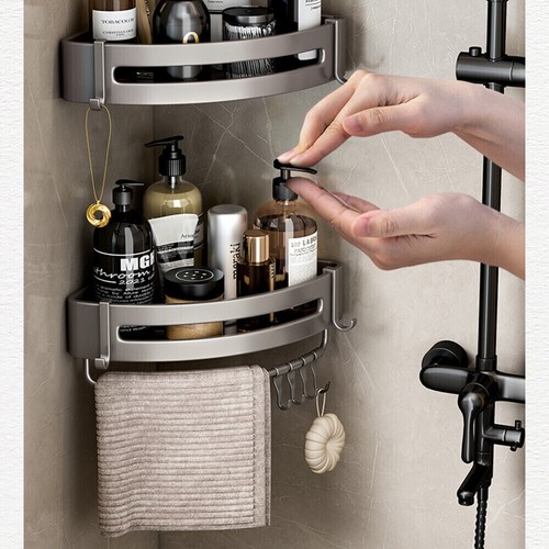 2pcs Corner Shower Caddy Bathroom Storage Shelf Rack Basket Organiser Tidy Tray - Picture 11 of 16