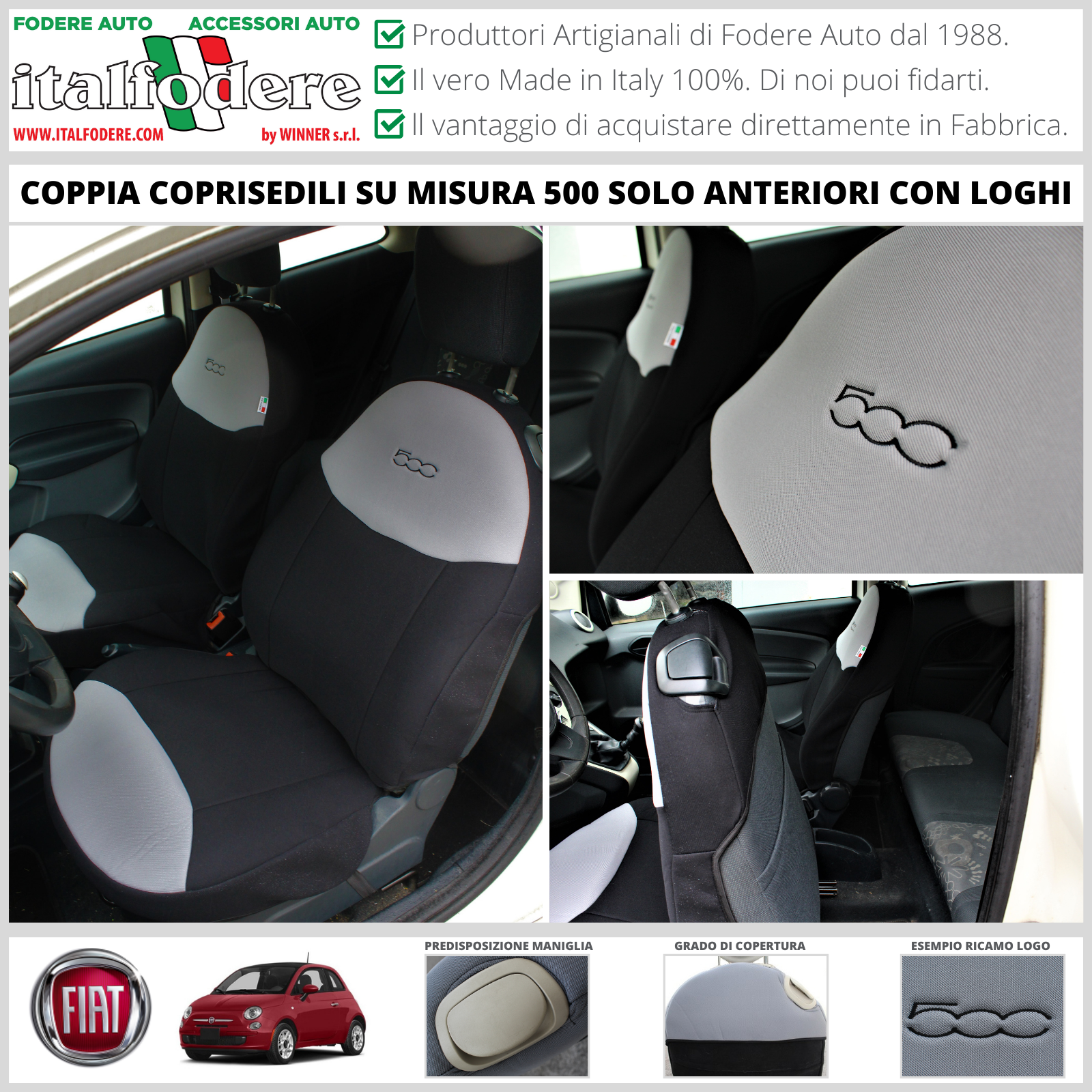 Coprisedili Auto Universali 7 Posti In Poliestere Grigio - Protezione Completa Per Sedili Anteriori E Posteriori