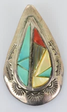 MB Multi Stone Inlay and Sterling Silver Pendant