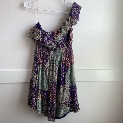 open lace back dress Purple Floral Ruched One Shoulder Maternity Midi Dress main image 0