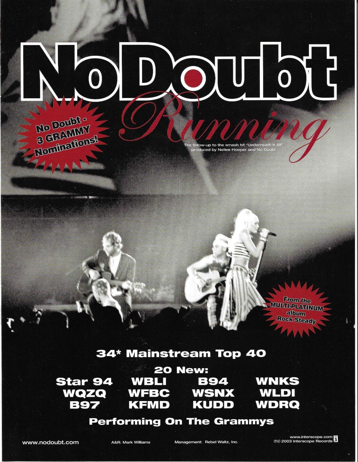 Gwen Stefani NO DOUBT Rare 2003 PROMO TRADE AD Poster for Steady  8.5x11 MINT