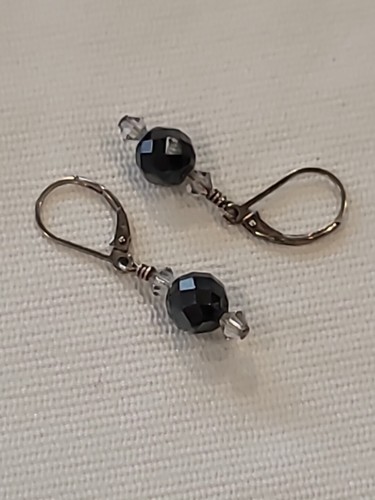 Perlen Ohrringe Handarbeit Sterling Silber 925 dunkelgrau Kristall facettierte Perlen - Bild 13 von 19