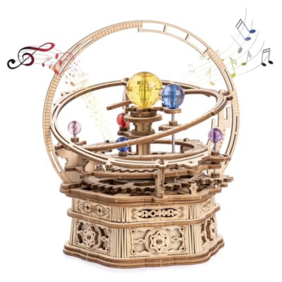 Rotierende Sternennacht mechanische Spieluhr 3D Holzpuzzle Zusammenbauen 
