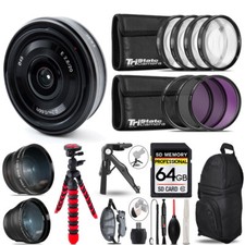 Sony E 20mm f/2.8 Lens- 3 Lens Kit Tripod Backpack -64GB Kit