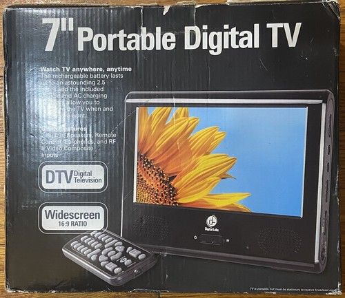 DIGITAL LABS PORTABLE DIGITAL TV W/ 7" LCD SCREEN DT 191SA BRAND NEW NEVER USED - Picture 2 of 5