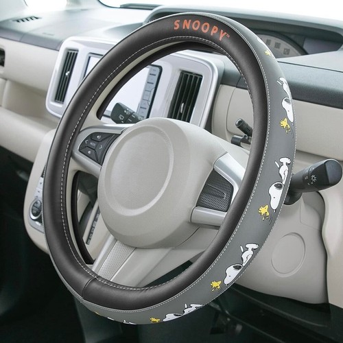 Snoopy Woodstock steering wheel cover lie gray black Peanuts car