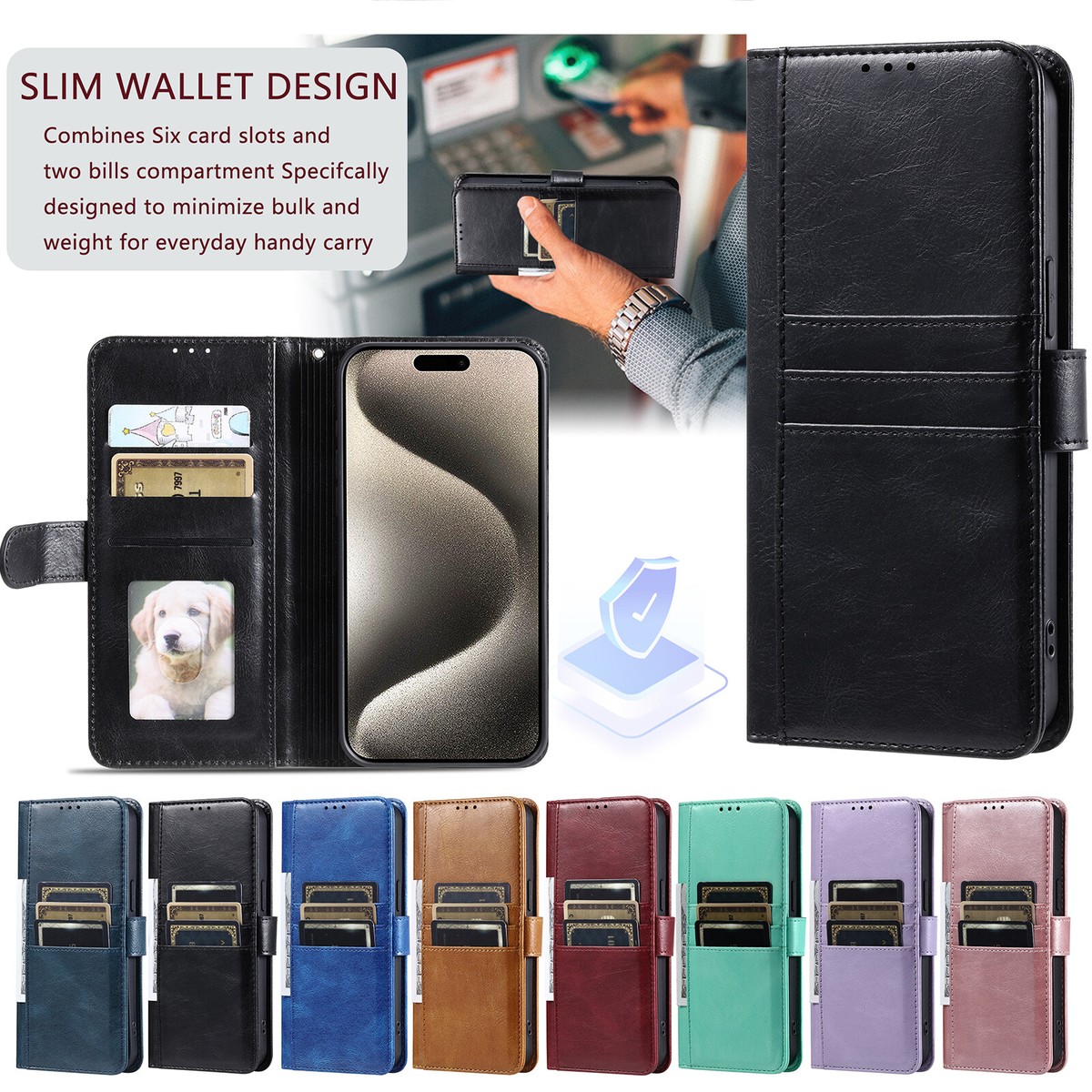 For LG Q60 K50 K40 V30 G6 Shockproof Cell Phone Case Stand Leather Card  Wallet C