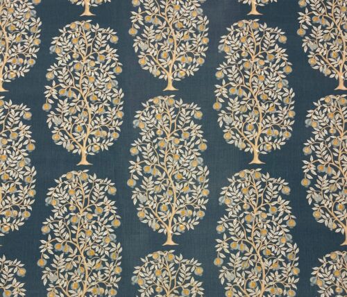 BALLARD DESIGNS ANITA MIDNIGHT BLUE FRUIT TREE MULTIUSE FABRIC BY THE YARD 54"W - Picture 1 of 6