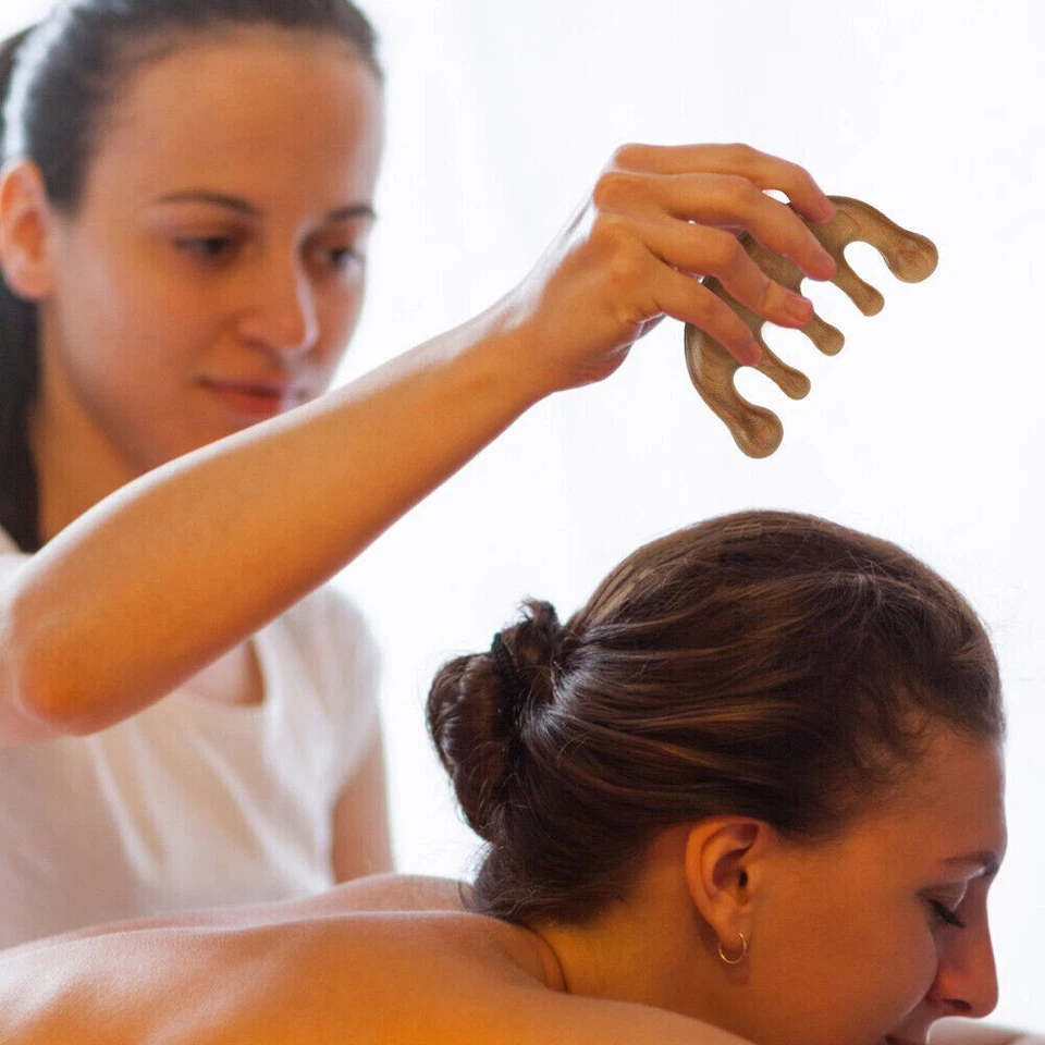 Hair Head Meridian Neck Fac Massage Comb Sandalwood Wide Tooth Anti-static Cojo - Image 2 of 4