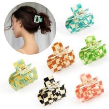 6 Pack Checkered Hair Claw Clips Square Medium Hair Clips 2 x 2 x 1.1 in One ...