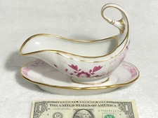 KPM Royal Porcelain Factory Gravy Boat Pink Onion Pattern 1837 Germany RARE Smal