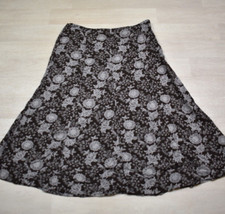 Y2K Christopher Banks Midi Skirt Brown Floral Rayon Size 14 Boho VTG 2000s