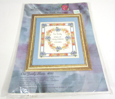 Sandi Phipps VTG Cross Stitch Kit Our Family Shares Cherished Memories NEW #530