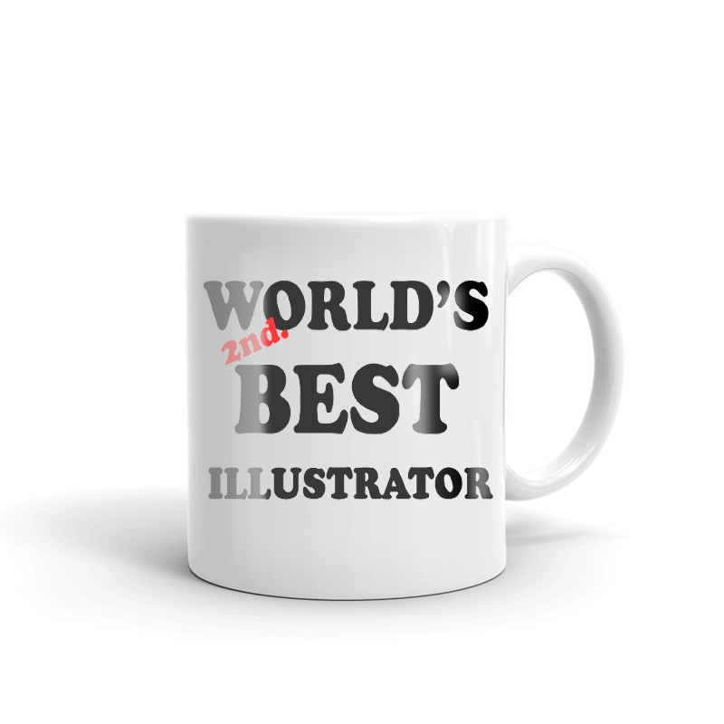 World's 2nd Best Illustrator Coffee Tea Ceramic Mug Office Work Cup Gift