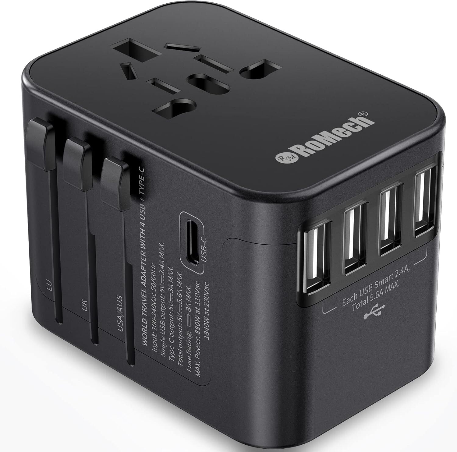 Universal Travel Adapter, 5.6A Smart Power International Plu