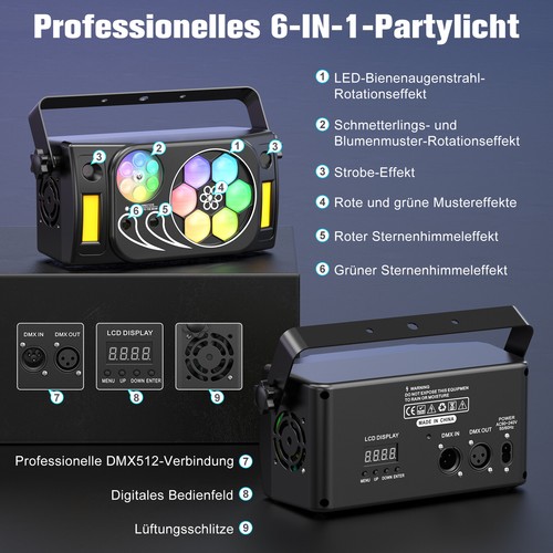 RGBW Laser Projektor DMX Bühnenlicht Strobe Beam Disco Lichteffekt Weihnachten - Bild 9 von 12