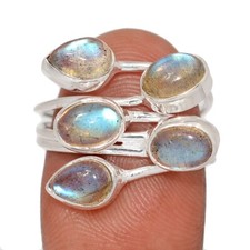 Natural Labradorite - Madagascar 925 Sterling Silver Ring WAD6 s.8 CR69715