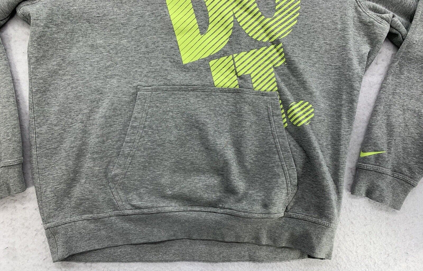 Nike Just Do It Hoodie Sweatshirt Large Mens Gray/Yellow Pockets Athletic Sports thumbnail 4