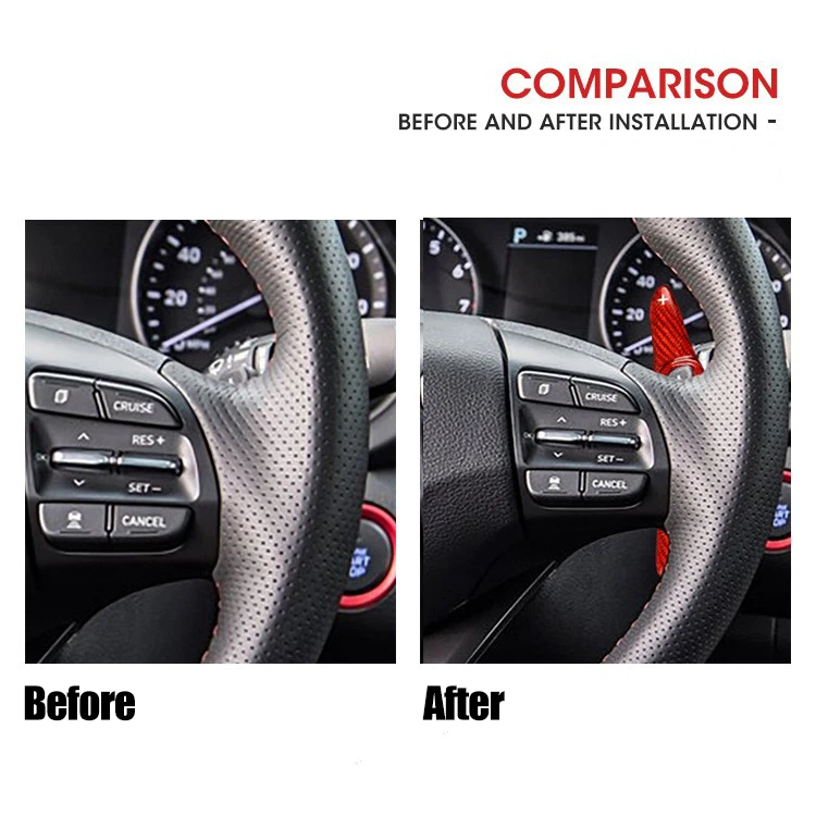 Paleta de cambio roja de fibra de carbono para volante de coche para Hyundai Veloster Elantra Foto 3 de 4