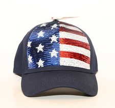 CAT JACK-USA Flag Sequins Baseball Adjustable OSFM Kids or small adults-NWT