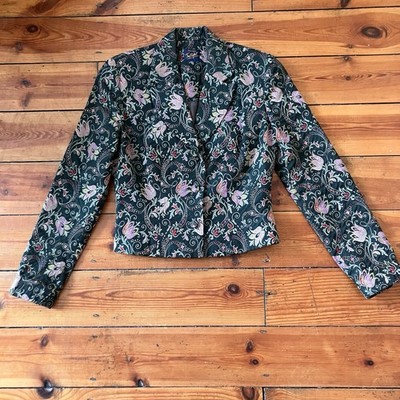 Rare Vintage 90s Monsoon Twilight Embroidered Jacket - Black Velvet Style - UK 8