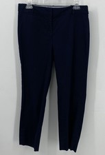 Talbots Womens 6 Signature Slim Straight Leg Ankle Pants Navy Pockets Zip Button