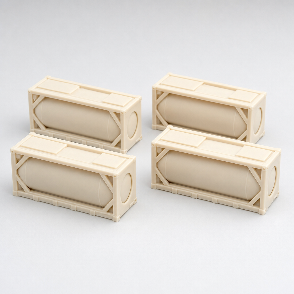 Loading Tank Container ISO Tank Container 4-Pack 3D Printed Resin N Scale 1:160 Matte Ivory ...