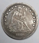 1860 Seated Liberty Quarter .25 Nice Extra Fine.