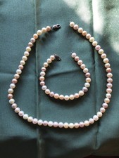 Perlenkette Halskette und Armband Set