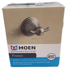 MOEN Double Robe Hook in Spot Resist Brushed Nickel Preston DN8403BN