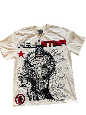 Hellstar Studios Human Developement T-shirt Street Short Sleeve Cream Size (s) 