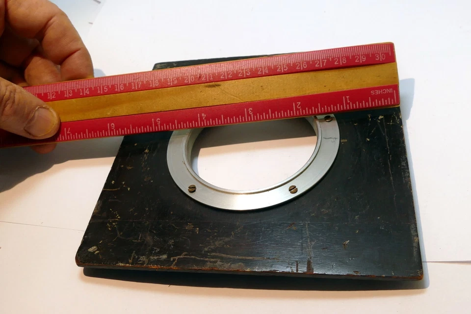 69mm ID Shutter Lens Board medium format 6X6" wooden antique - Image 3 of 4