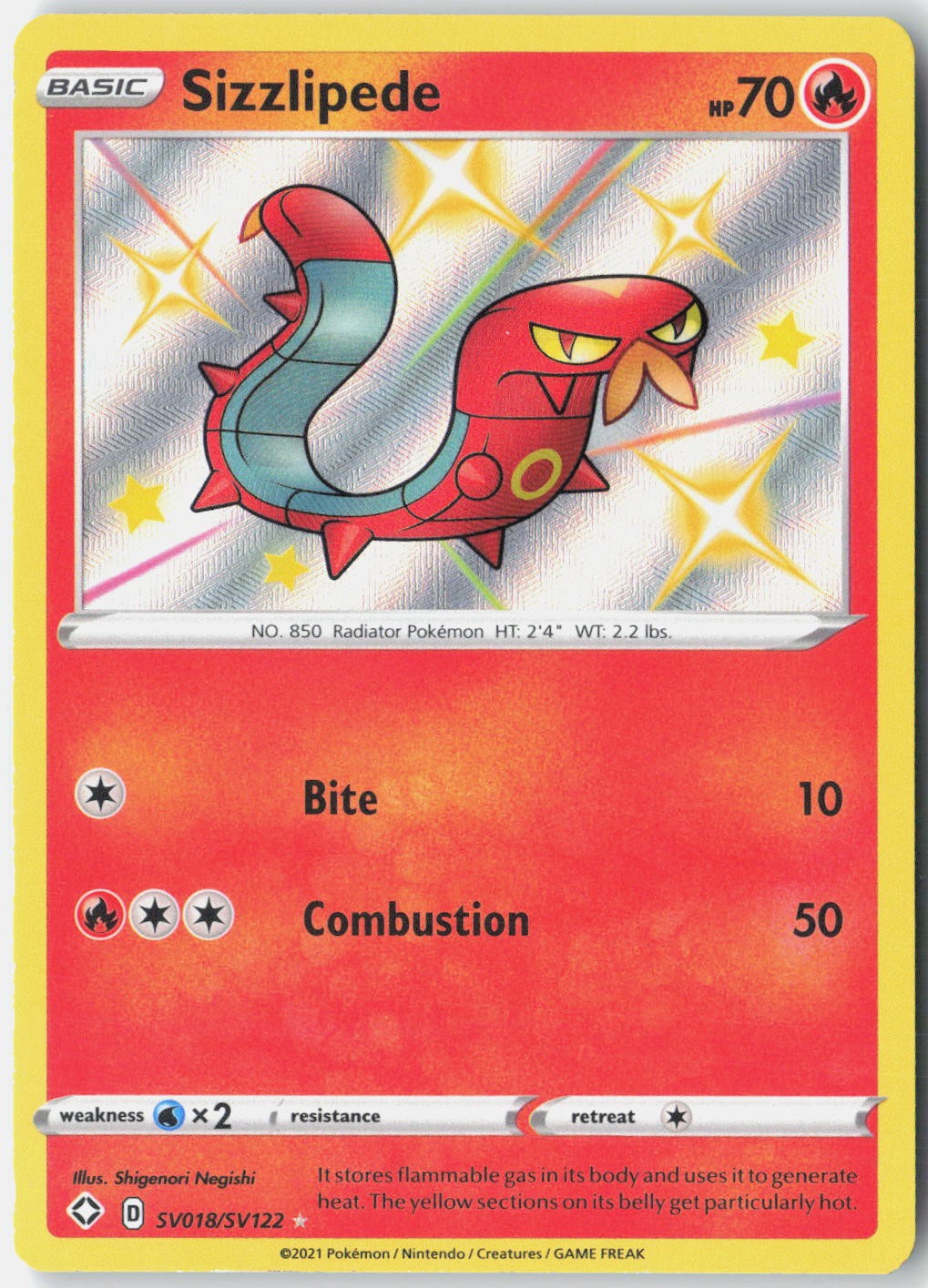 Sizzlipede Shining Fates: Shiny Vault SV018/SV122 Pokemon Card Holo