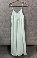 Val Mode Dress Lingerie Women Size L Light Blue  Nightgown Shiny Silky VINTAGE 