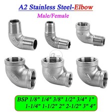 A2 Stainless Steel Elbow BSP 1/8 to 4 Male/Fe...