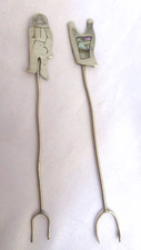 Vintage Silver Hair Sticks Pair Figural Abalone Inlay 3.5in Unmarked