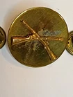 WW2 US Military Army Enlisted Infantry Collar Brass Insignia Pins Disc Rifles