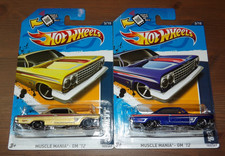 2X - 2012 Hot Wheels Muscle Mania - '62 Chevy - Walmart Banner Gold  Blue