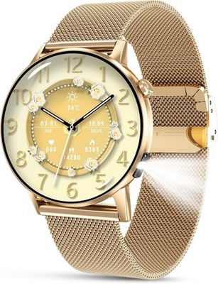 Smartwatch Damen Frauen mit Telefonfunktion Lampe Armbanduhr für Android IOS