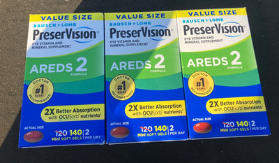 3-Pack Preservision AREDS 140 Count Eye Vitamin Mini Soft Gels Exp 2028+