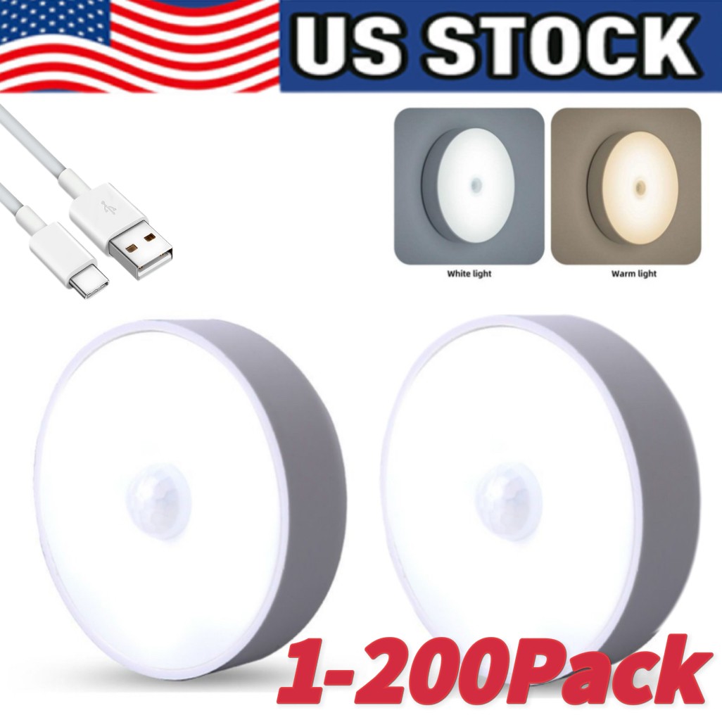 Rechargeable LED Motion Sensor Under Cabinet Closet Light USBCharge Kitchen Lamp