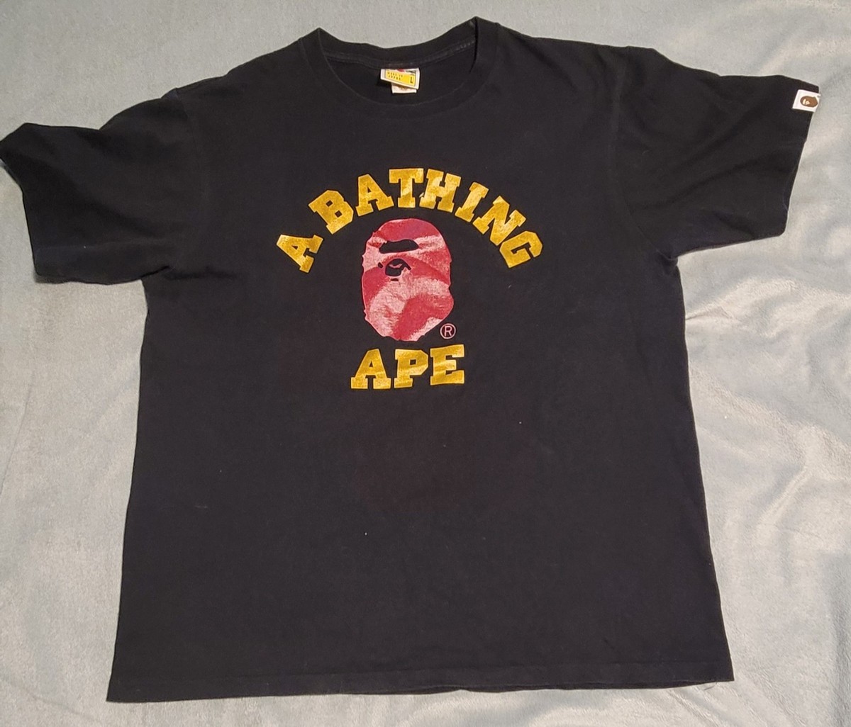Vintage A Bathing Ape t shirt large BAPE Red And Yellow Glitter