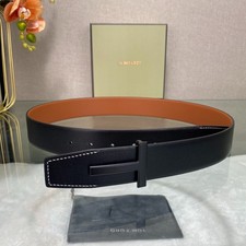Tom Ford Mens Black/Brown Reversible Leather Belt Black T Buckle