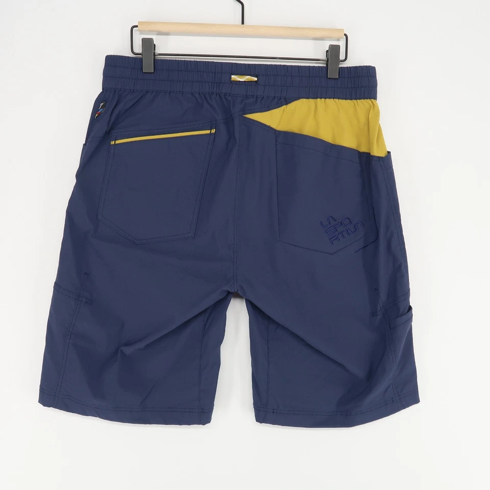 Pantalones Cortos La Sportiva Talus Para Hombre M Azul Marino Amarillo Elástico Cordón Senderismo Foto 3 de 4