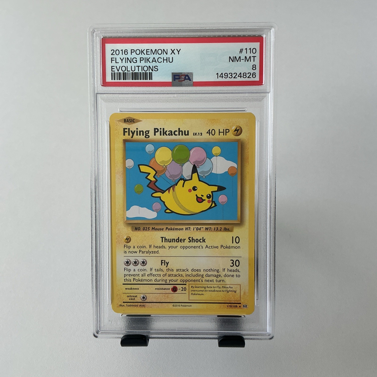 2016 POKEMON XY FLYING PIKACHU EVOLUTIONS #110 PSA 8