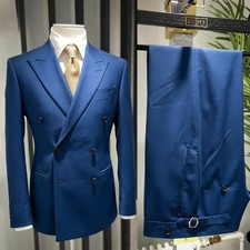 2 Pcs Men Suit Peak Lapel Slim Fit Wedding Groom Formal Business Tuxedo Set