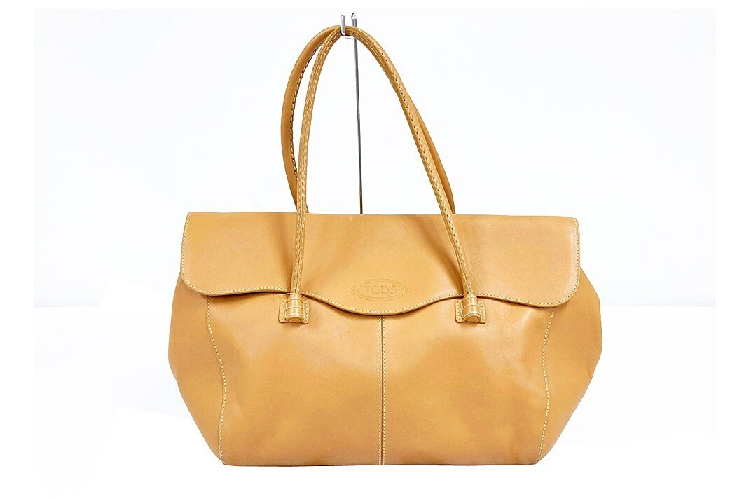 Tod's Corniche Wave East West Satchel Handbag Brown Leather Woman