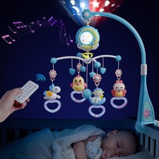 Moon Crib Mobile with Music and Light, Baby Toys 0-6 Months