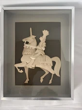 Eisner 3D Paper Sculpture Knight Horse Medieval Layered Relief Art Framed 11x14”